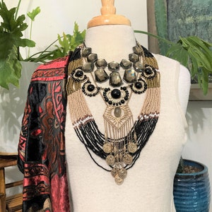 4, Layered Necklaces /Gold & Black Necklaces/ Boho Necklace/Iris Apfel /Curated by Potion/ Neck Mess image 1