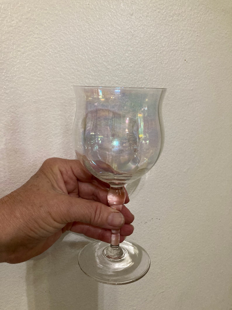 8/ Fostoria Iridescent Clear Wine Glasses/ Opalescent Glass/ Etsy