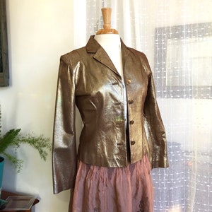 Blouson en cuir doré, taille XS, Blouson en cuir, Express, années 80, NWOT