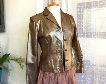 Gold Leather Jacket//Size XS//Leather jacket//Express//80s//NWOT