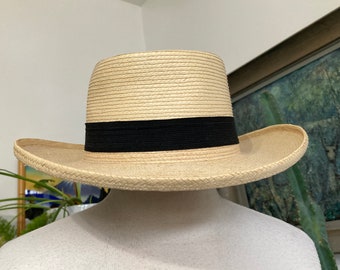 Panama Hat, Size 58, Size L, Unisex, MINT, La Giralda, Guatemala Hat, Black Hat Band, Handcrafted Toquilla Palm Hat