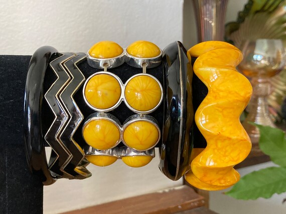6, Bangles Stack, Yellow, Black, Silver bangles, … - image 1