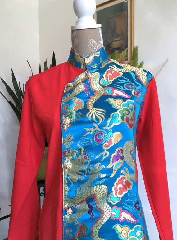 Silk Dress//cheongsam//Tunic Blouse//Size 10// Dra