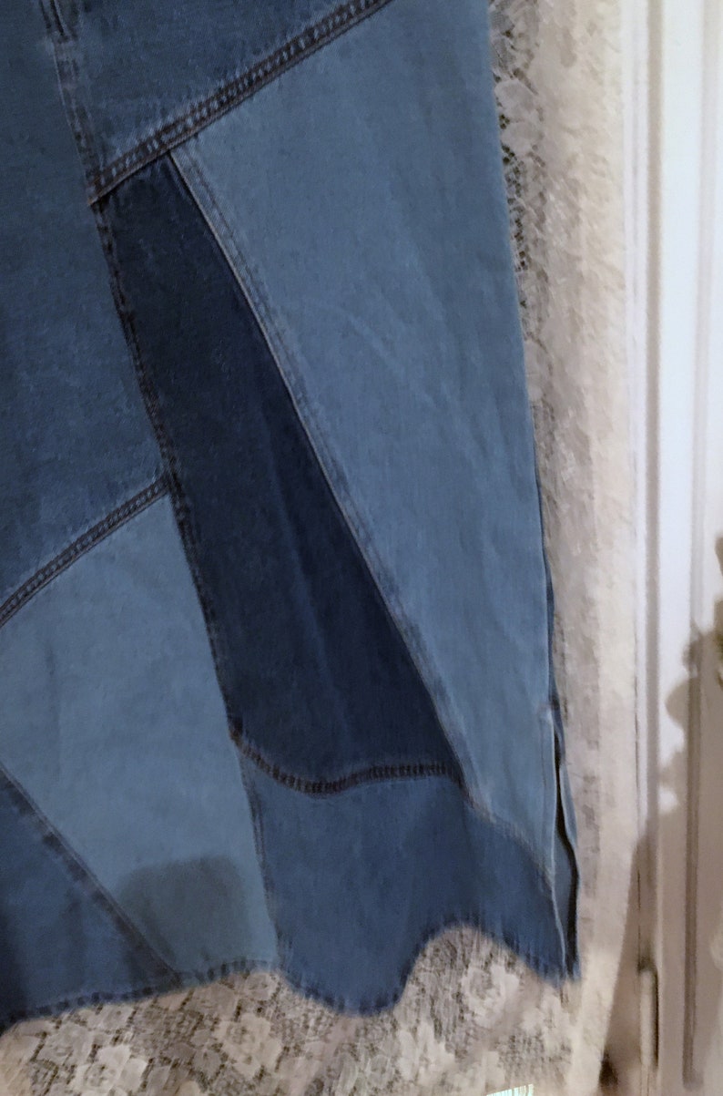 80sSkirtPatchwork Denim Skirt Size 10High Waist