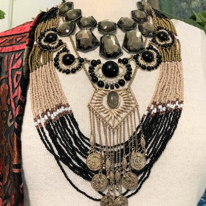 4, Layered Necklaces /Gold & Black Necklaces/ Boho Necklace/Iris Apfel /Curated by Potion/ Neck Mess image 2