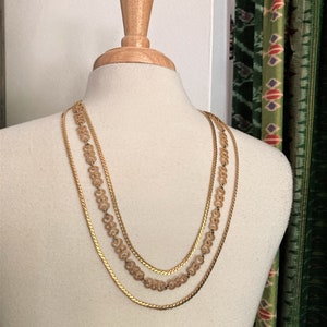 Gold Layered Necklace / Vintage Monet Gold Necklace/ Monet Necklace / Multi strand Monet Necklace
