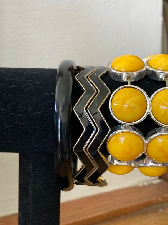 6, Bangles Stack, Yellow, Black, Silver bangles, … - image 2