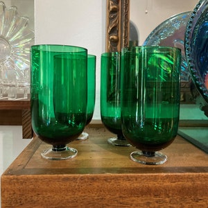 Lenox Juice Glasses/FOUR/ Emerald Green Lenox Glasses/ Crystal Pedestal Glasses