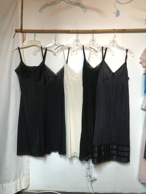 Vintage Slip / Size 38/ FIVE / slip lot /  Black, 