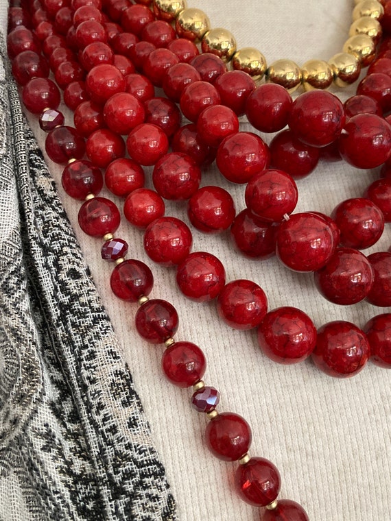 3/ Layered Necklaces/ Red and Gold Necklaces/ Nec… - image 5