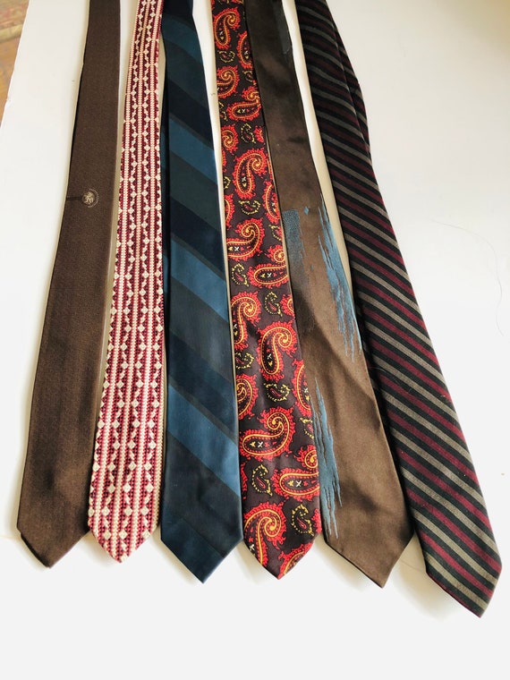 6//Skinny Tie//Vintage Necktie //Lot //50s Skinny