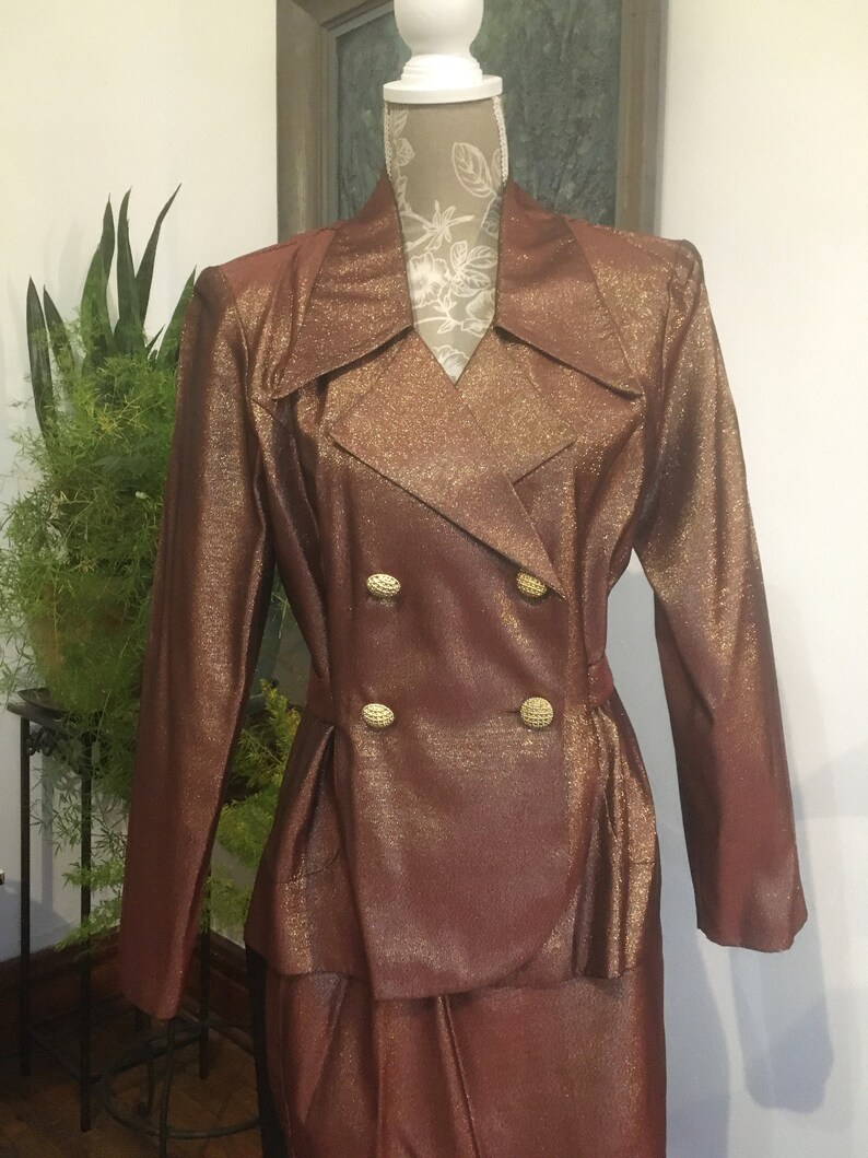 80sGold SuitSize 10Metallic clothingLurex80s clothingRed and GoldWomen/'s suit