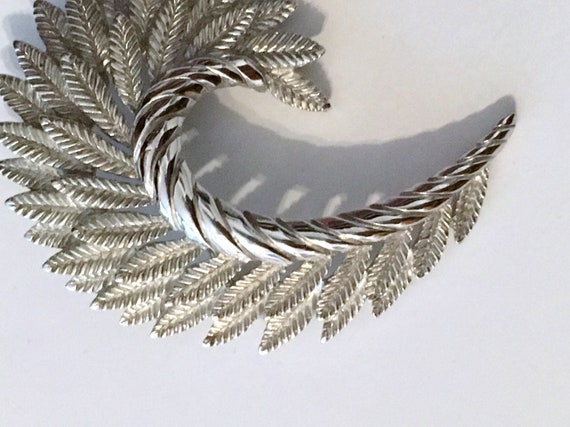 Crown Trifari Brooch// Brushed Silver Brooch //50s