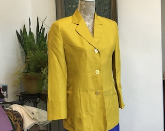 Silk Blazer/Silk Jacket/Gold Jacket/Yellow Jacket/ Size 8/ Size 8P