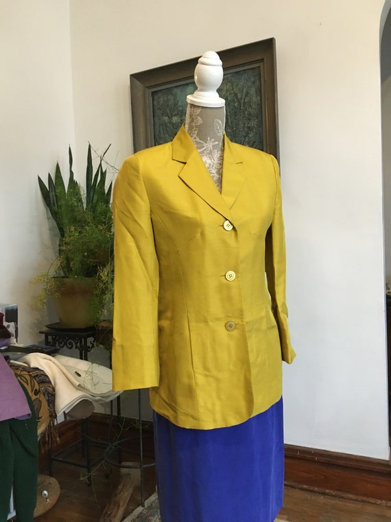 Silk Blazer/Silk Jacket/Gold Jacket/Yellow Jacket/