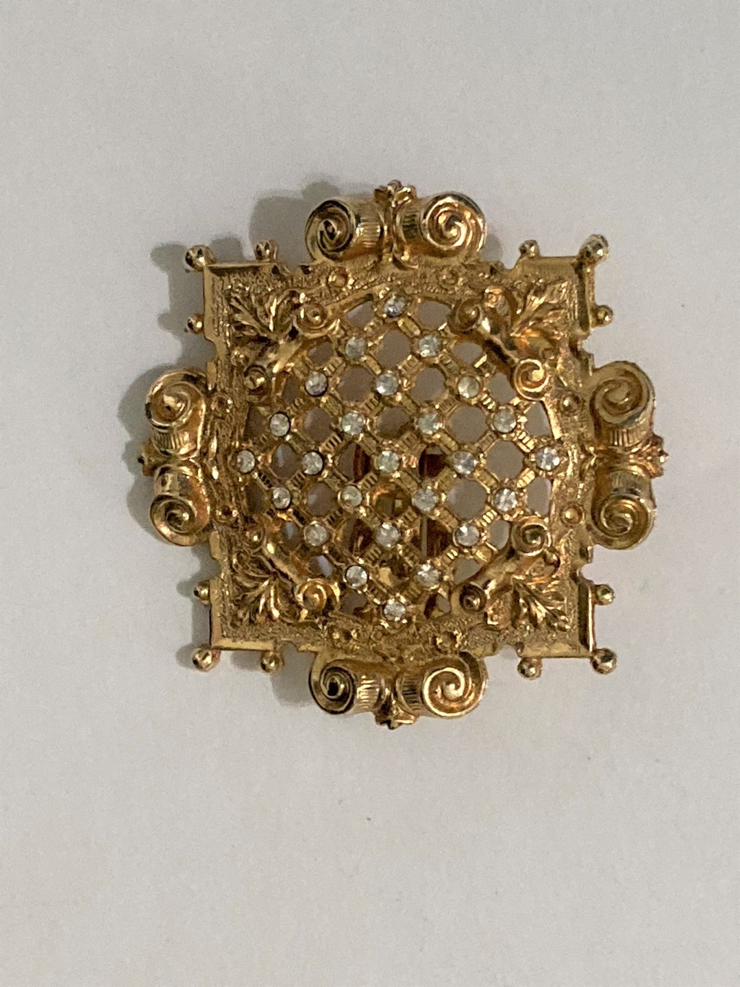 Rococo Earrings/ Rococo Style Gold Earrings/ Ornate Gold Earrings/ Clip ...