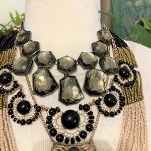 4, Layered Necklaces /Gold & Black Necklaces/ Boho Necklace/Iris Apfel /Curated by Potion/ Neck Mess image 3