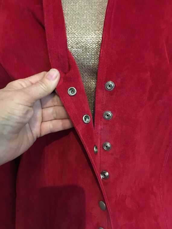 Red Suede jacket//size 1X //Red Coat// Leather Ja… - image 4