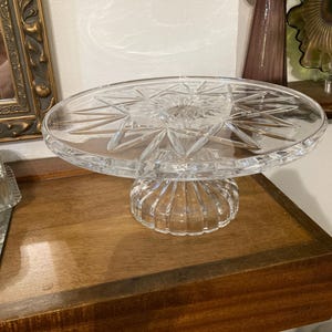 Crystal Cake Stand, Antique Cake Stand, HEAVY,  9 3/8&quot;, Cake Stand