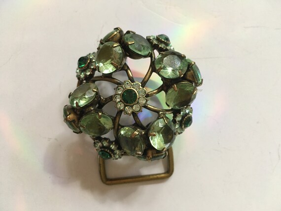 50s//Belt Buckle //Domed Rhinestone//Rhinestone Be