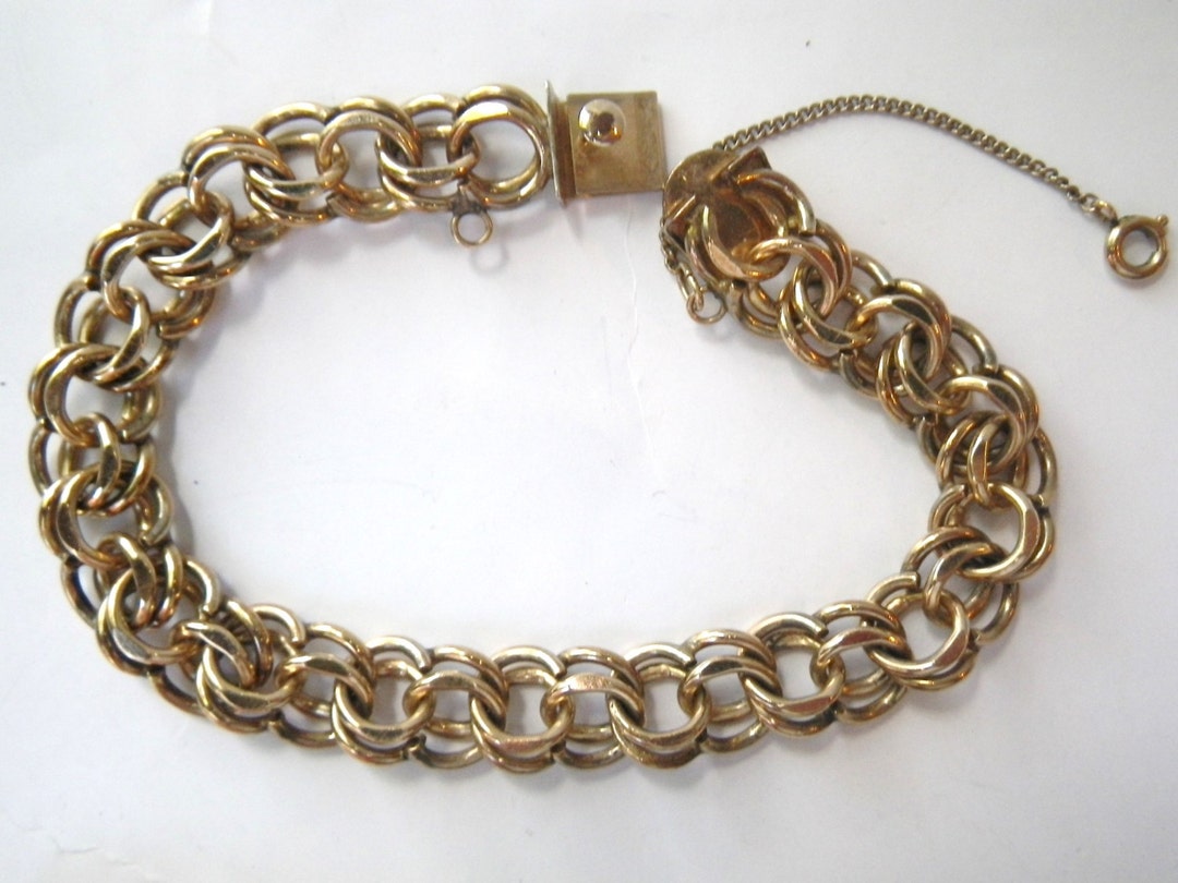 Gold Chain Bracelet/ Safety Chain/gold Charm Bracelet /vintage /double