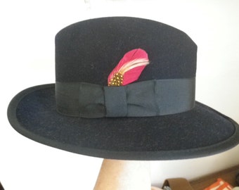 Fedora Hat Navy Blue Fedora Men's Hat Vintage 60s