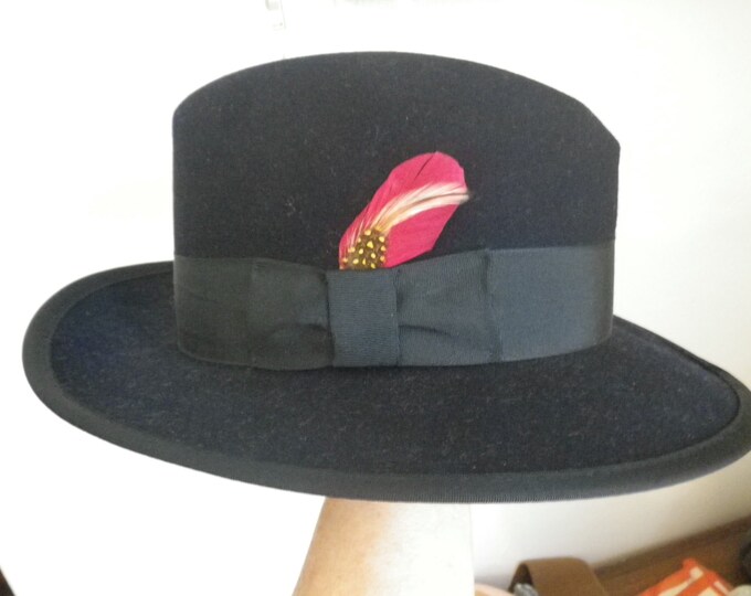 Fedora Hat Navy Blue Fedora Men's Hat Vintage 60s Etsy