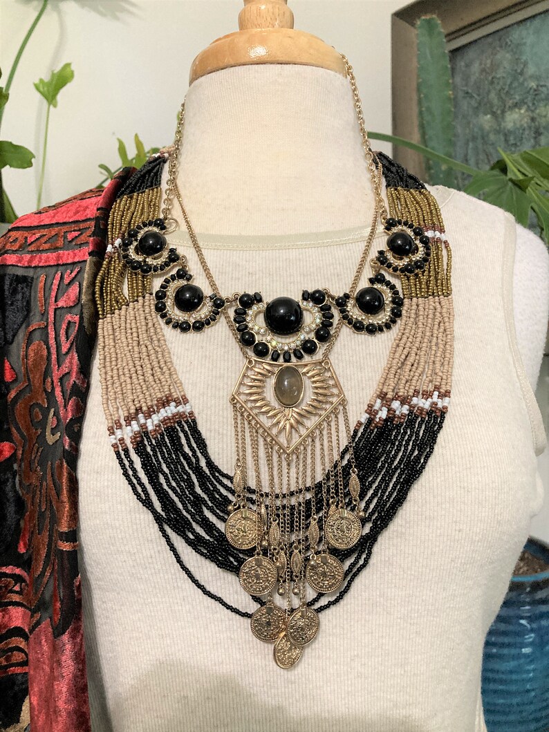 4, Layered Necklaces /Gold & Black Necklaces/ Boho Necklace/Iris Apfel /Curated by Potion/ Neck Mess image 5