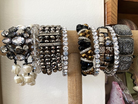 9, Bracelet Stack, Bangles, Gold, Silver, Black, … - image 1
