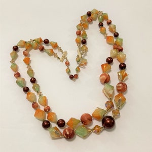 Vintage Lucite Necklace/Two Strands / Purple and Orange