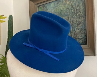 Rancher Hat/ Cownboy Hat, BLUE/ Blue Wool Hat / Size 6 3/4/ DynaFelt Hat/ Made in the USA /Western Hat