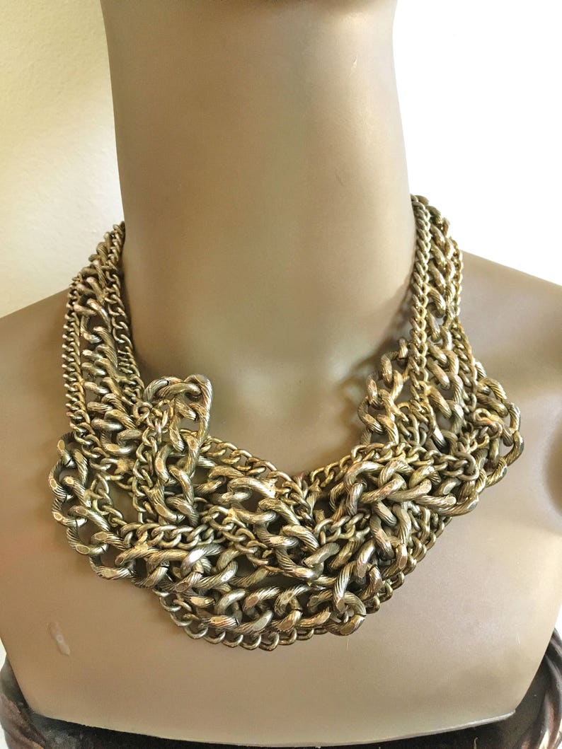 Brutalist Copper Chain Soldered Necklace Vintage 50s