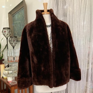 Vintage Sheared Wool Mouton Coat - Size 10 - Hickory Brown