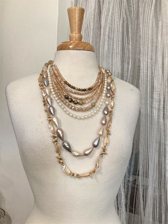 4/ Layered Necklaces/ Crystal Necklace/ Pearl Neck