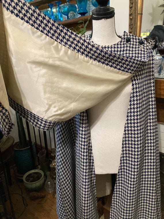 Vintage Mod Houndstooth Wool Cape - Size 8 - image 5