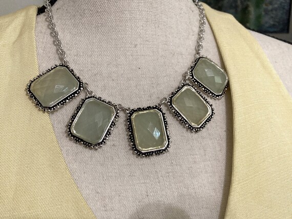 5, Necklace Stack, Silver & Green - Bib Necklace,… - image 4