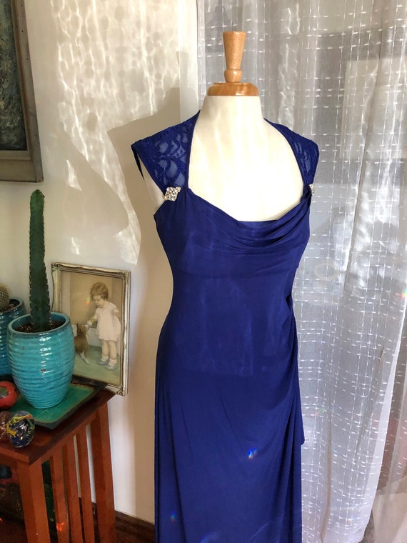 Long Blue Dress//40s Reproduction Dress//Size 12//