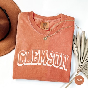 Clemson shirt, Comfort Colors® Clemson Vintage Shirt, Clemson College sweatshirt, Garment Dyed Clemson SC Top with Retro Look, Clemson Gift
