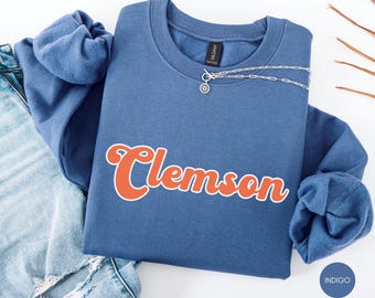 Clemson Vintage Sweatshirts, Clemson College sweatshirt Clemson Gift Tigers sweatshirt College Football Sweatshirt tigers sweatshirt Clemson