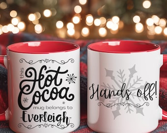 Personalized Hot Cocoa Mug, Teacher Grandma Mom Secret Santa Custom Hot Chocolate Cup, Kids Winter Holiday Mug, Family Stocking Filler Gifts
