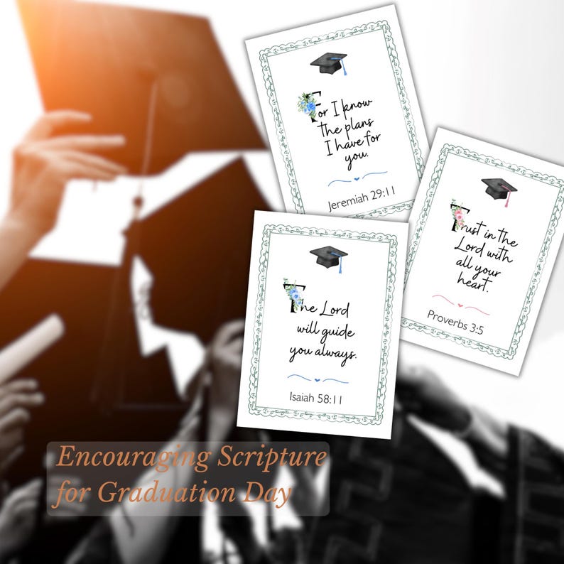 Graduation Scripture Graphics Printable Graduation Bible Verse Cards, Christian Graduation Gift Tags ...