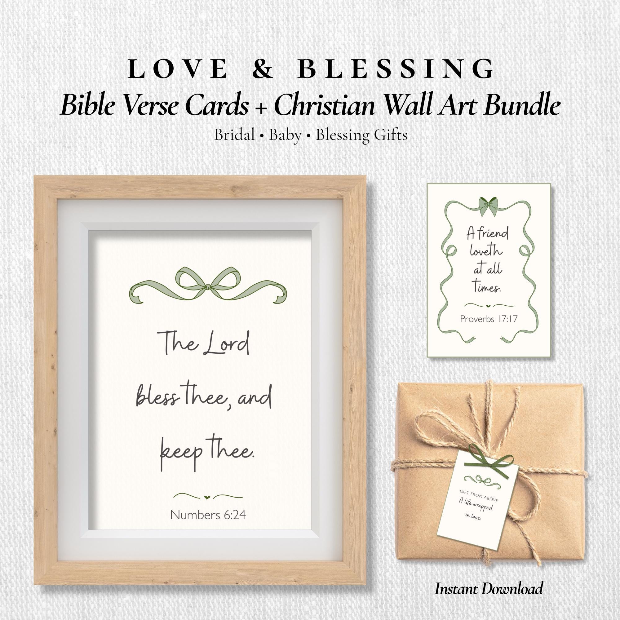 Bible Verse Cards Printable Bundle, Christian Wall Art Set, Scripture ...