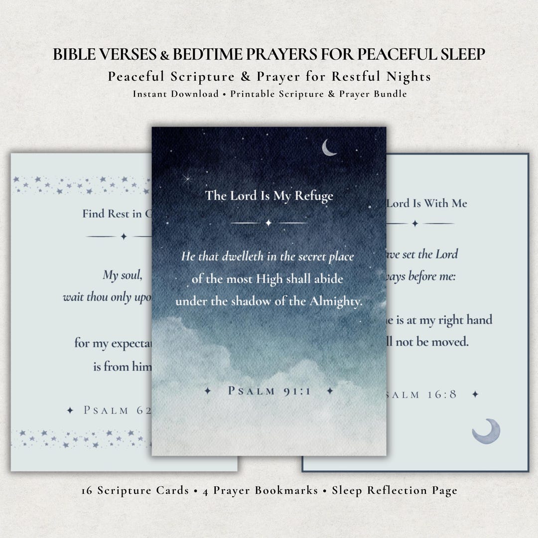 Bible Verses Sleep Printable, Christian Sleep Prayer Cards, Bedtime ...