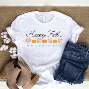 Fall Dentist Shirt, Dental Thanksgiving Shirt, Dental Hygienist Gift, Fall Dentist TShirt, Cute Dental Assistant Gift, Pumpkin Teeth RDH Tee