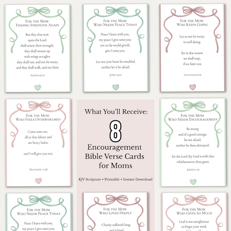 Mom Encouragement Bible Verse Cards Printable, Christian Gift for Moms ...