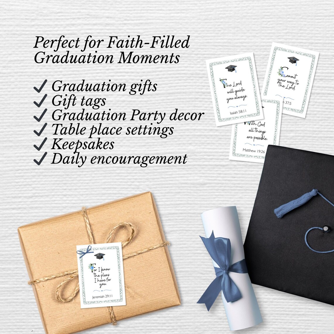 Scripture Labels Graduation Printable Graduation Bible Verse Cards, Christian Graduation Gift Tags ...
