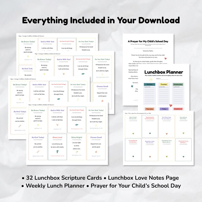 Lunchbox Notes for Kids Printable, Christian Lunch Notes, Bible Verse ...
