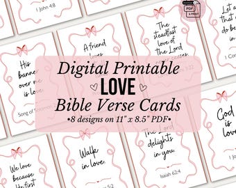 Digital Valentines Day Bible Verse Cards, God's Love Printable Scripture Place Cards Set, Christian Faith Ladies Luncheon Church Gift Tags