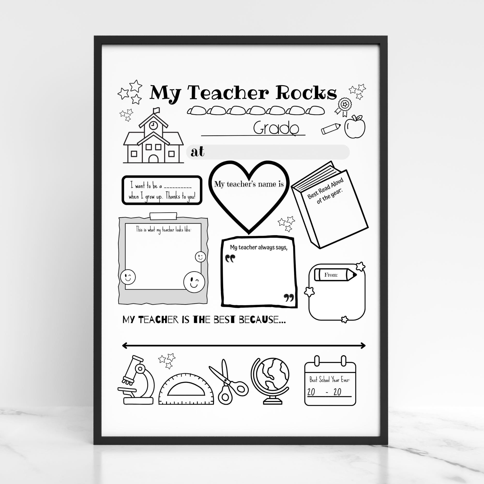 Printable Teacher Appreciation Gift, School Coloring Page, All About My ...