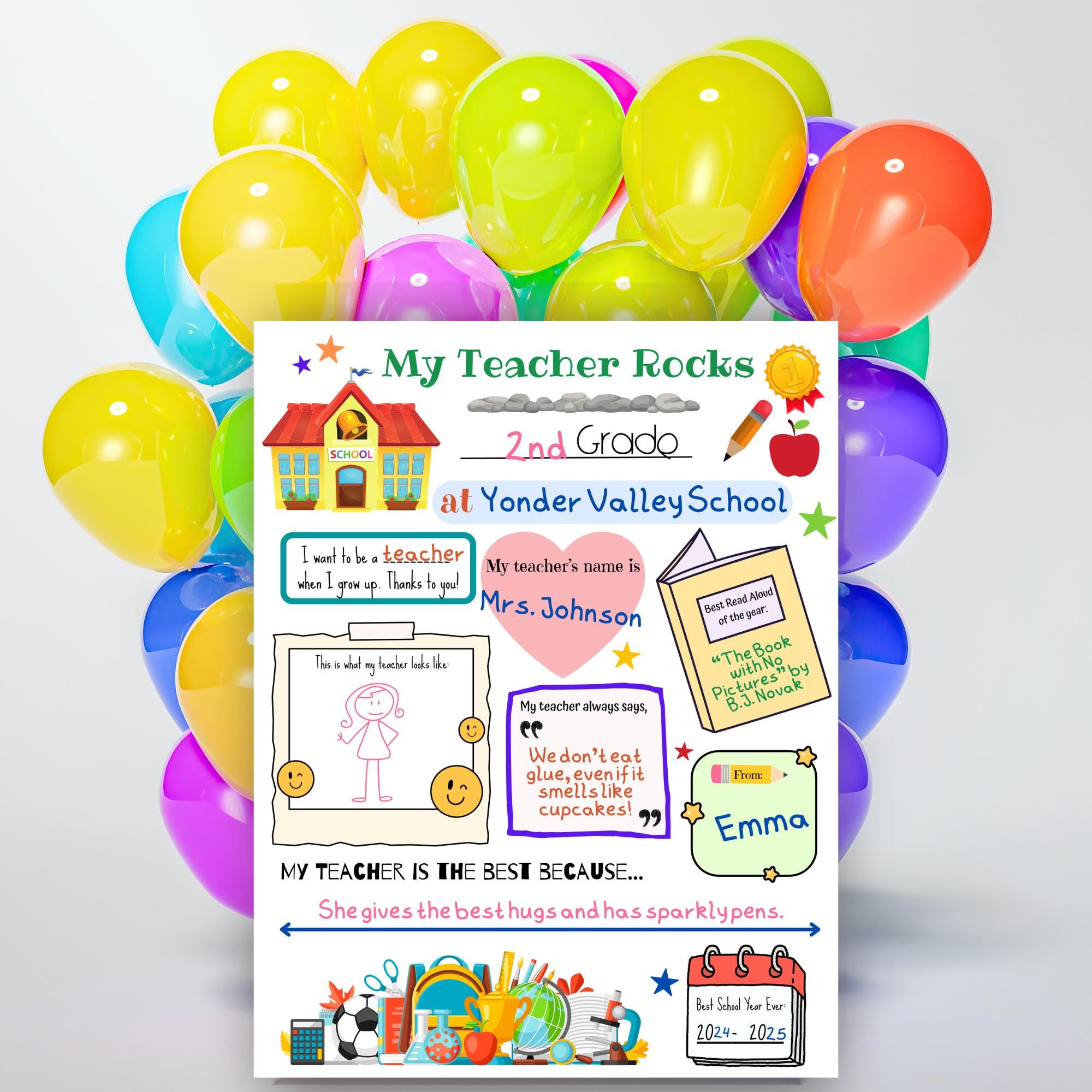 Printable Teacher Appreciation Gift, School Coloring Page, All About My ...